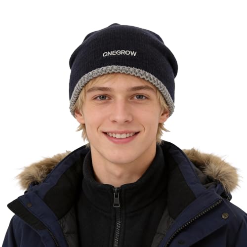 Slouchy Knit Beanies Winter Hats for Women Men Soft Warm Slouch Cuffed Skullcap Knitted Beanie Cap Stocking Hats - color: Mg-zzm25106-blue