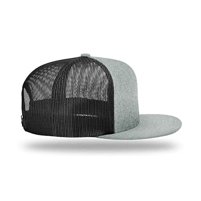 Richardson 511 Wool Blend Flatbill Trucker Snapback Adjustable Cap - color: Heather Grey/Black