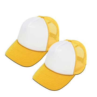 MR.R Sublimation Blanks Polyester Mesh Cap Mesh Hat Two Tone Trucker Summer Mesh Cap with Adjustable Snapback,2pcs per Pack - color: Yellow