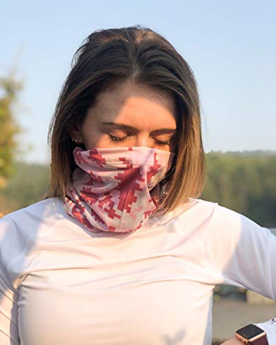 BASSDASH UPF 50+ UV Sun Protection Neck Gaiter Fishing Mask Hunting Kayaking Hiking Cycling Ski Sports - color: Pink Camo