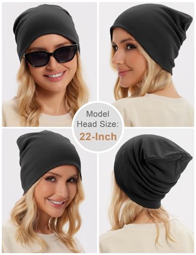 100% Cotton Thin Beanie Hat Women Men Soft Slouchy Chemo Skull Cap - color: 1pc Black