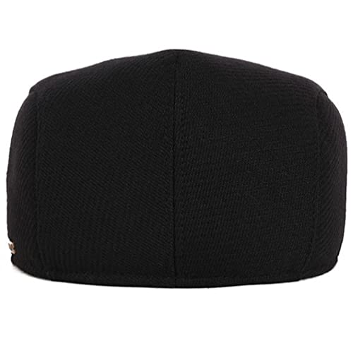 Men's Newsboy Hat with Earflaps Flat Ivy Caps Irish Cabbie Cap - color: Black