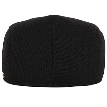 Men's Newsboy Hat with Earflaps Flat Ivy Caps Irish Cabbie Cap - color: Black