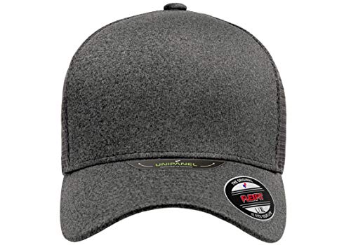 Flexfit Melange Unipanel Trucker Cap - color: Dark Grey, size: Small-Medium