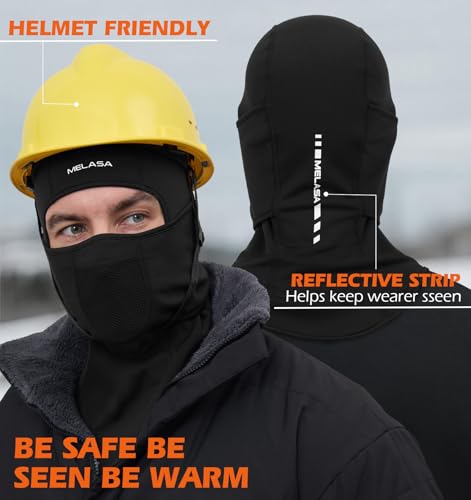 MELASA Winter Balaclava Face Mask for Cold Weather Thermal Fleece Ski Mask - color: Camouflage Orange