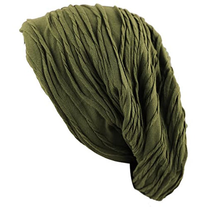 Chemo Slouchy Style Baggy Beanie Cancer Headwear for Women Fleece Lining Winter Hat - color: 6. 2800 - Olive