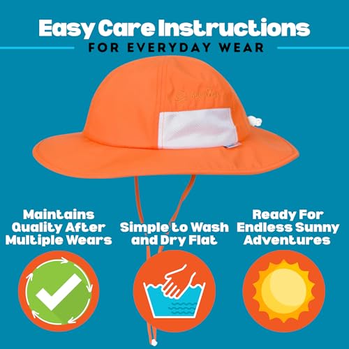 SwimZip UPF 50 Kids' Wide Brim Sun Hat, Sun Protection Hat - Baby & Toddler - color: Orange, size: 0-6 Months