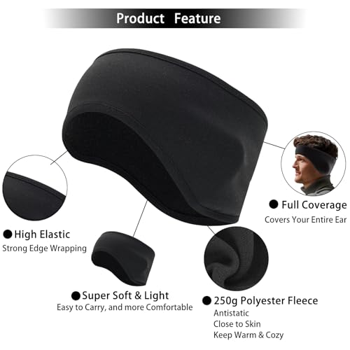 Renil Ear Warmers for Men and Women & Ear Warmers for Cold Weather Headband (Black) - color: Black