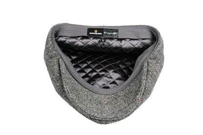8 Panel Wool Blend Newsboy Cap – Classic Tweed & Herringbone Baker Boy Hat for Men & Women - color: Gray Tweed, size: Large
