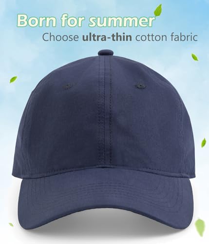 Hot Summer Baseball Cap, 35% Thinner Cotton Dad Hat Lightweight - color: Navy