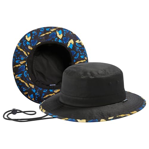 UPF 50+ Foldable Sun Hat Patterned Under Brim Bucket Hats for Summer Hiking Fishing Beach Safari Men Women - color: Black & Dark Grey, size: Medium