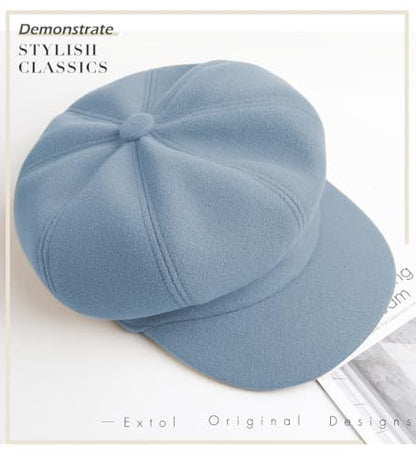 Sumolux Women Beret Newsboy Hat French Cap Classic Winter - color: Denim Blue