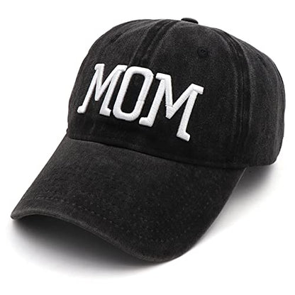 Mom and Dad Hats Fathers Day Mom Dad Gifts Hat Embroidered Adjustable Baseball Caps New Parents Gifts for Couples - color: Black Mom Hat and Black Dad Hat