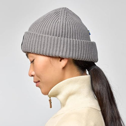 Fjällräven 1960 Logo Hat Beanie - Knit Winter Cap with Folded Cuff, Warm Soft Everyday Outdoor Hat - color: Indigo Blue