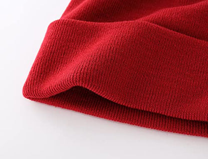 Home Prefer Mens Winter Hats Acrylic Knit Cuff Beanie Cap Warm Womens Beanie Hat - color: Dark Red