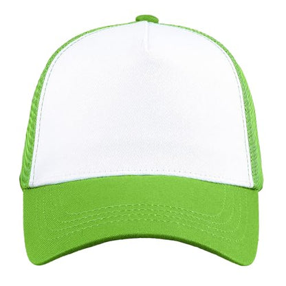 Falari 5-Panel Mesh Baseball Cap, Trucker Hat, Structured Plain Design, Cotton, Adjustable Size - color: 1pk Light Green