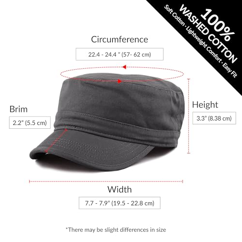 The Hat Depot Cadet Military Army Baseball Cap Tie Dye & Washed Cotton Basic & Distressed Cadet Brushed Cotton Cap - color: 1. Basic - Grey