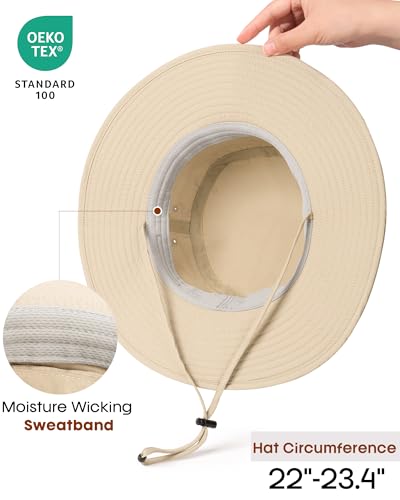 FURTALK Sun Hats for Men Women Packable Wide Brim Summer UV Protective Bucket Hat UPF 50+ Hat for Fishing Hiking - color: Khaki