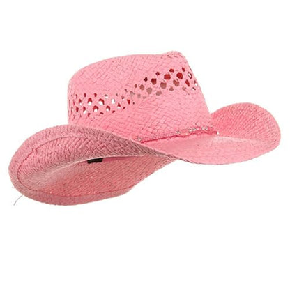 MG Womens Straw Outback Toyo Cowboy Hat, Pink
