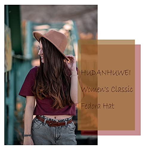 Women's Wide Brim Felt Fedora Panama Hat with Leopard - color: Coffee