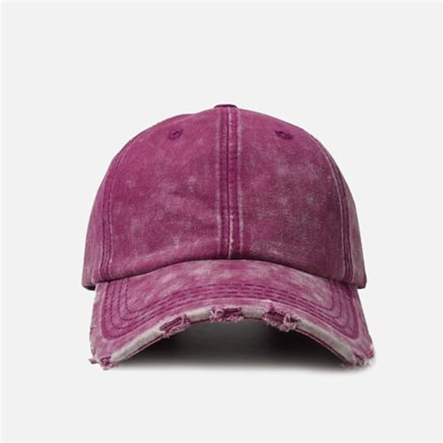 Classic Washed Distressed Vintage Baseball Cap Unconstructed Soft Cotton Denim Dad Hat for Men Women - color: Pink