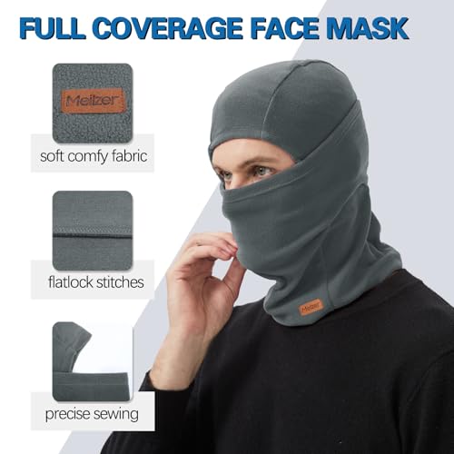 Winter Balaclava Ski Mask for Men Women - Windproof Thermal Face Mask for Snowboard Cycling Running for Cold Weather - color: Dark Grey