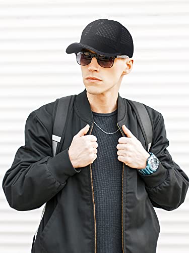 4Pcs Mesh Hats for Men, Breathable Summer Mesh Baseball Caps Quick Dry - color: Black, Navy, Dark Gray and Light Gray