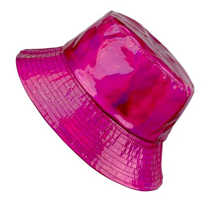 Unisex Black Bucket Hat Waterproof Rain Hat Reversible Shiny Rave Bucket Hat for Concert Festival - color: B2: Rose Red