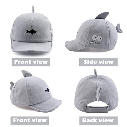 JANGANNSA Baby Duck Cap Infant Kids Sun Hat Bear Cute Cartoon Caps Spring Summer - color: Light Blue Shark, size: 3-18 Months