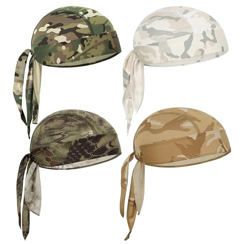 Skull Cap Do Rags Head Wraps, Sweat-Wicking Helmet Liner for Cycling, Breathable Durag for Outdoor Sports - color: Pcs4-bb