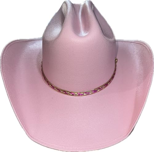Mrlahat Western Cowboy & Cowgirl Hat Wide Brim Front Pinch Style - color: Pink, size: Large-X-Large
