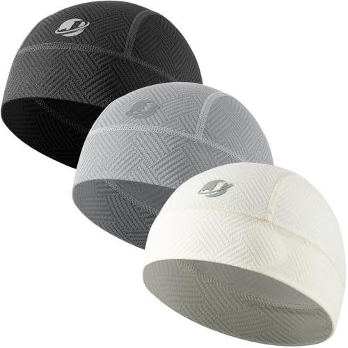 Fashion Cooling Skull Cap Sweat Control Breathable Helmet Liner 3-Pack - color: Black/Gray/Off-white