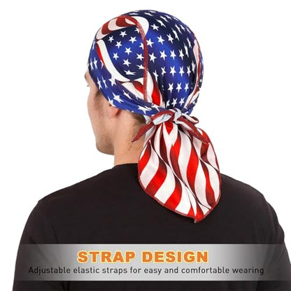 YANIKY Bandanas Skull Caps for Men, Women Skull Cap Helmet Liner Dew Rags - color: Colorful American Flag