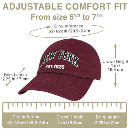 E BY ELIDAN NY Dad Hat, New York EST.1625 Cotton Baseball Cap Women & Men - color: Burgundy