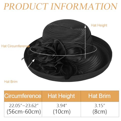Ruphedy Women Derby Church Dress Bucket Hat Fascinators Tea Party Wedding Hat - color: Sd702-black