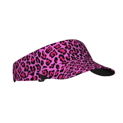 Sports Sun Visor Hats-Adjustable Visor Cap-for Women and Men-for Running, Tennis, Golf - color: Cheetah Pink Leopard Pattern Cool Black