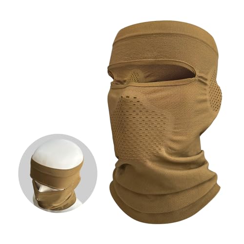 Open-Top Balaclava Shiesty Mask, Breathable Cooling Face Mask Neck Gaiter - color: Desert Gold