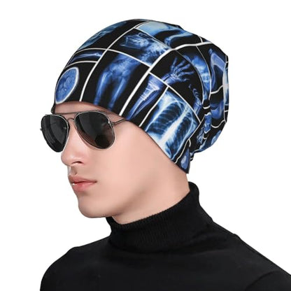 Beanie Hat for Men Women Slouchy Beanie Skull Sleep Cap Soft Lightweight Chemo Hat Stretch Cancer Headwear - color: X-rays