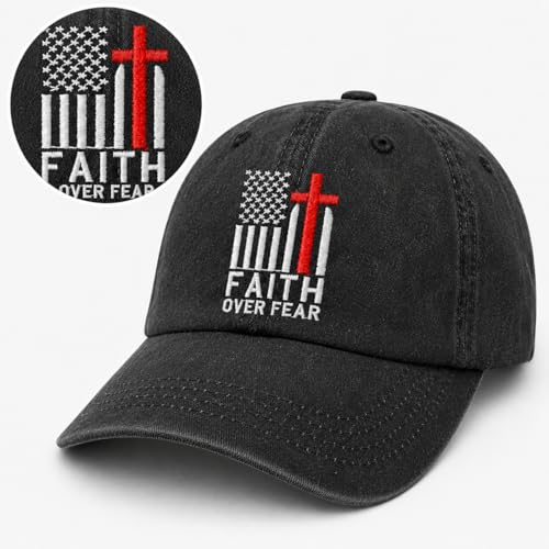 Man of God Husband Dad Embroidered Hat Camping Caps for Women - color: Faiths Over Fear 32