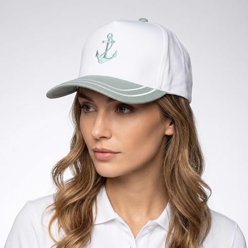 D&Y Retro 2-Tone Canvas Baseball Cap for Women - Funny Embroidered Distressed Snapback, Adjustable Cotton Dad Hat - color: Anchor-sage