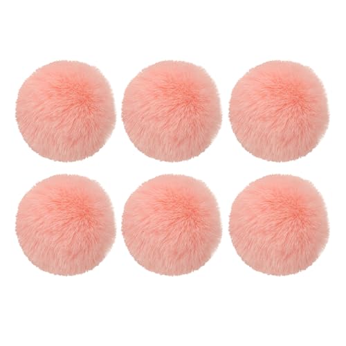 PATIKIL Faux Fur Pom Poms for Hats, 6 Pcs Fluffy Soft Fur Poms Balls with Elastic Loop for Keychain Knitting Hats DIY Scarves Gloves Bag Christmas, Light Pink - color: Light Pink