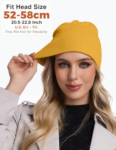 ROYBENS 100% Cotton No Cuff Beanie Hat Men Women, Fisherman Skull Cap - color: Yellow