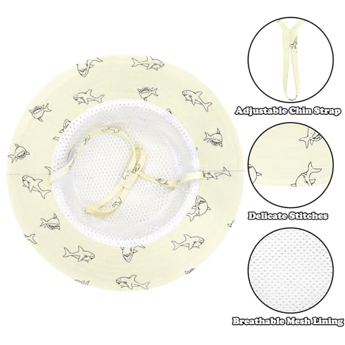Sarfel Baby Sun Hat Toddler Sun Hat UPF 50+ Baby Bucket Hats Infant Toddler Beach Essentials Kids Summer Hats Boys Girls Cap - color: Beige Sharks, size: 2-4T