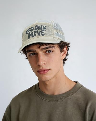 Clakllie Quick Dry 5 Panel Running Hat Breathable Mesh Hat Two-Tone Short Brim Hats Lightweight Baseball Cap Summer Sport Cap - color: Cdus-bssd2504-beige