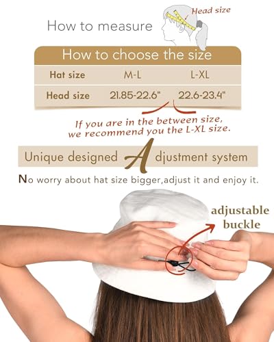 FURTALK Bucket Hats for Women Washed Cotton Packable Summer Beach Sun Hats Bucket Hat with Strings for Travel - color: Light Khaki