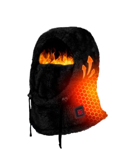 Heated Balaclava Face Mask for Men Women, Warm Cold Weather Gifts - color: Black