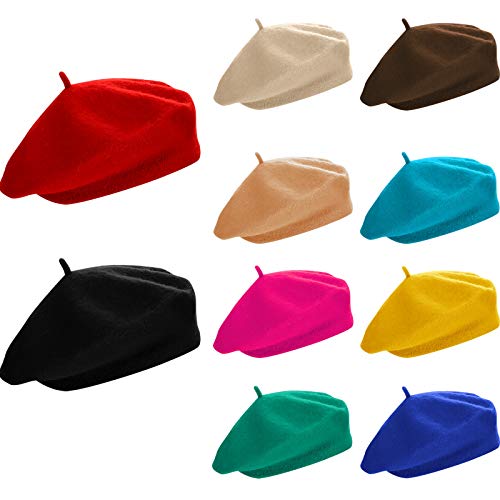 SATINIOR 10 Pcs French Beret Hats Wholesale Beret Hat - color: Multicolored