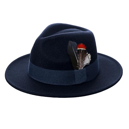 BABEYOND Fedora Hats Cap for Men Women Wide Brim Hat 1920s Gatsby Panama Costume Accessories - color: Blue