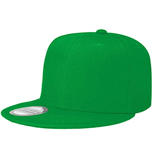 Classic Snapback Hat Cap Hip Hop Style Flat Bill Blank Solid Color Adjustable Size - color: 1pc Kelly Green