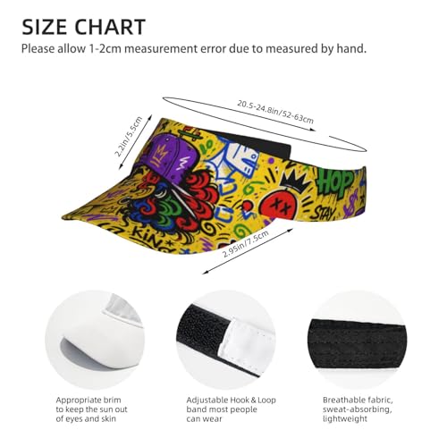 Sun Visor Hats Adjustable Open Top Sport Hat for Golf Women/Men - color: Hip-hop Graffiti